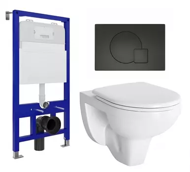 Комплект 3 в 1 инсталляция Enio Tecnico 52 EN8050052 + Унитаз подвесной Berges Wasserhaus Gamma 081105 + кнопка черная матовая