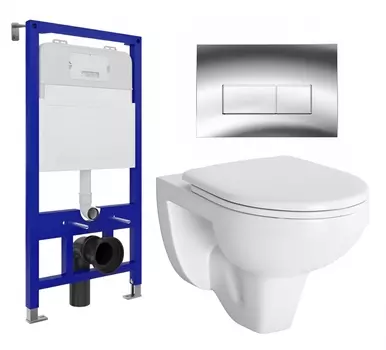 Комплект 3 в 1 инсталляция Enio Tecnico 52 EN8050052 + Унитаз подвесной Berges Wasserhaus Gamma 081105 + кнопка хром