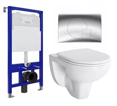 Комплект 3 в 1 инсталляция Enio Tecnico 52 EN8050052 + Унитаз подвесной Berges Wasserhaus Gamma 081105 + кнопка хром