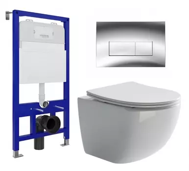 Комплект 3 в 1 инсталляция Enio Tecnico 52 EN8050052 + Унитаз подвесной Ceramica Nova Forma CN3009 + кнопка хром