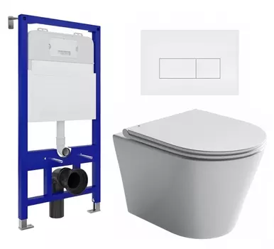 Комплект 3 в 1 инсталляция Enio Tecnico 52 EN8050052 + Унитаз подвесной Ceramica Nova Forma CN3011 + кнопка белая матовая