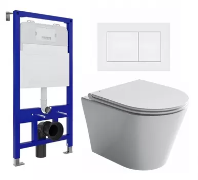 Комплект 3 в 1 инсталляция Enio Tecnico 52 EN8050052 + Унитаз подвесной Ceramica Nova Forma CN3011 + кнопка белая матовая