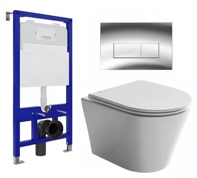 Комплект 3 в 1 инсталляция Enio Tecnico 52 EN8050052 + Унитаз подвесной Ceramica Nova Forma CN3011 + кнопка хром