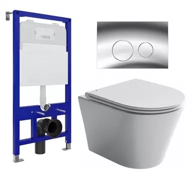 Комплект 3 в 1 инсталляция Enio Tecnico 52 EN8050052 + Унитаз подвесной Ceramica Nova Forma CN3011 + кнопка хром