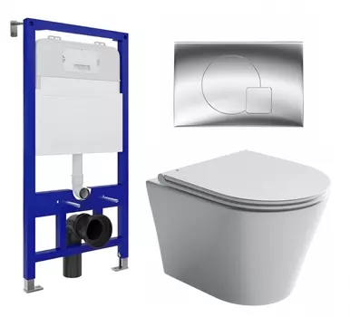 Комплект 3 в 1 инсталляция Enio Tecnico 52 EN8050052 + Унитаз подвесной Ceramica Nova Forma CN3011 + кнопка хром