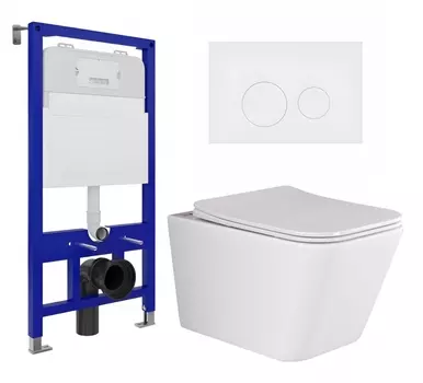 Комплект 3 в 1 инсталляция Enio Tecnico 52 EN8050052 + Унитаз подвесной Ceramica Nova Metric Rimless CN3007 + кнопка белая матовая