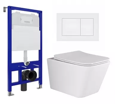 Комплект 3 в 1 инсталляция Enio Tecnico 52 EN8050052 + Унитаз подвесной Ceramica Nova Metric Rimless CN3007 + кнопка белая матовая