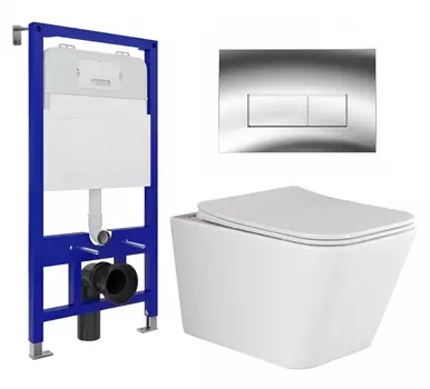 Комплект 3 в 1 инсталляция Enio Tecnico 52 EN8050052 + Унитаз подвесной Ceramica Nova Metric Rimless CN3007 + кнопка хром