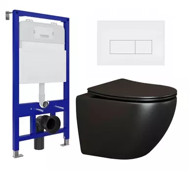 Комплект 3 в 1 инсталляция Enio Tecnico 52 EN8050052 + Унитаз подвесной Ceramica Nova Metropol CN4002MB + кнопка белая матовая