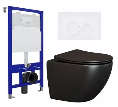 Комплект 3 в 1 инсталляция Enio Tecnico 52 EN8050052 + Унитаз подвесной Ceramica Nova Metropol CN4002MB + кнопка белая матовая