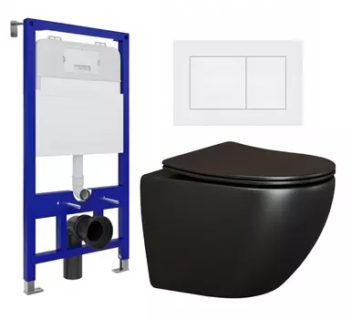 Комплект 3 в 1 инсталляция Enio Tecnico 52 EN8050052 + Унитаз подвесной Ceramica Nova Metropol CN4002MB + кнопка белая матовая