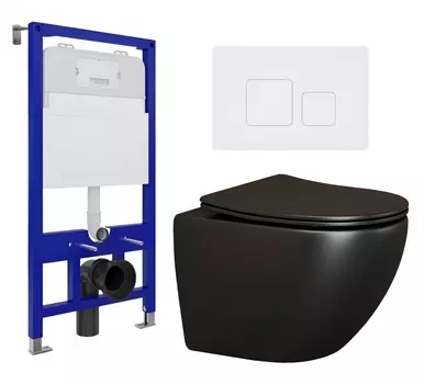 Комплект 3 в 1 инсталляция Enio Tecnico 52 EN8050052 + Унитаз подвесной Ceramica Nova Metropol CN4002MB + кнопка белая матовая