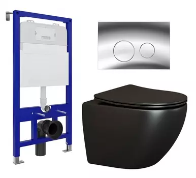 Комплект 3 в 1 инсталляция Enio Tecnico 52 EN8050052 + Унитаз подвесной Ceramica Nova Metropol CN4002MB + кнопка хром