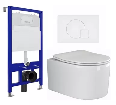 Комплект 3 в 1 инсталляция Enio Tecnico 52 EN8050052 + Унитаз подвесной Ceramica Nova Moments CN3003 + кнопка белая матовая