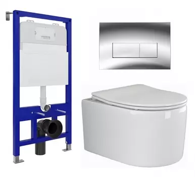 Комплект 3 в 1 инсталляция Enio Tecnico 52 EN8050052 + Унитаз подвесной Ceramica Nova Moments CN3003 + кнопка хром