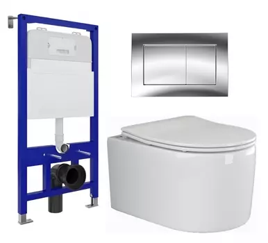 Комплект 3 в 1 инсталляция Enio Tecnico 52 EN8050052 + Унитаз подвесной Ceramica Nova Moments CN3003 + кнопка хром