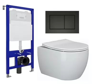 Комплект 3 в 1 инсталляция Enio Tecnico 52 EN8050052 + Унитаз подвесной Ceramica Nova Play CN3001 + кнопка черная матовая