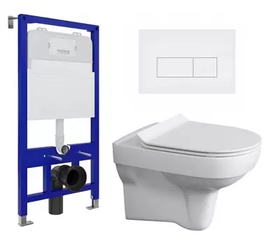 Комплект 3 в 1 инсталляция Enio Tecnico 52 EN8050052 + Унитаз подвесной Cersanit City New + кнопка белая матовая