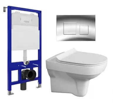 Комплект 3 в 1 инсталляция Enio Tecnico 52 EN8050052 + Унитаз подвесной Cersanit City New + кнопка хром