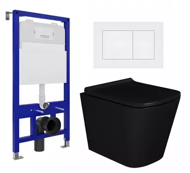 Комплект 3 в 1 инсталляция Enio Tecnico 52 EN8050052 + Унитаз подвесной Enio Binario BL черный EN4180225 + кнопка белая матовая