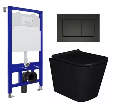Комплект 3 в 1 инсталляция Enio Tecnico 52 EN8050052 + Унитаз подвесной Enio Binario BL черный EN4180225 + кнопка черная матовая