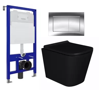 Комплект 3 в 1 инсталляция Enio Tecnico 52 EN8050052 + Унитаз подвесной Enio Binario BL черный EN4180225 + кнопка хром