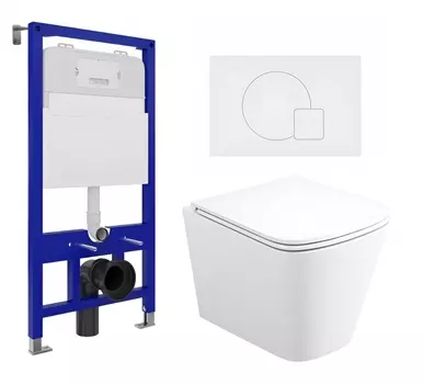 Комплект 3 в 1 инсталляция Enio Tecnico 52 EN8050052 + Унитаз подвесной Enio Binario Tornado EN4180237 + кнопка белая матовая