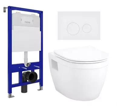 Комплект 3 в 1 инсталляция Enio Tecnico 52 EN8050052 + Унитаз подвесной Enio Bolo EN8350034 + кнопка белая матовая
