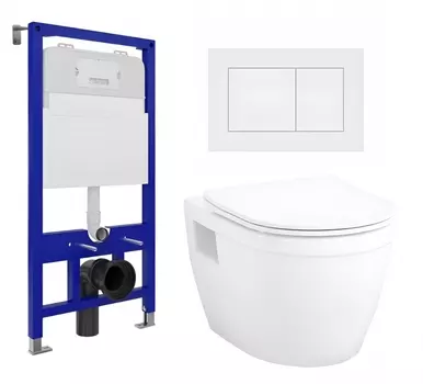 Комплект 3 в 1 инсталляция Enio Tecnico 52 EN8050052 + Унитаз подвесной Enio Bolo EN8350034 + кнопка белая матовая