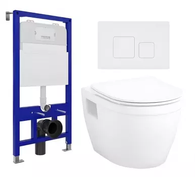 Комплект 3 в 1 инсталляция Enio Tecnico 52 EN8050052 + Унитаз подвесной Enio Bolo EN8350034 + кнопка белая матовая