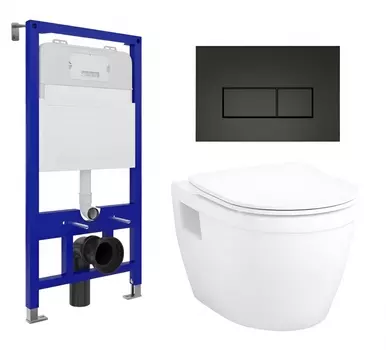 Комплект 3 в 1 инсталляция Enio Tecnico 52 EN8050052 + Унитаз подвесной Enio Bolo EN8350034 + кнопка черная матовая