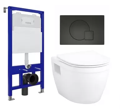 Комплект 3 в 1 инсталляция Enio Tecnico 52 EN8050052 + Унитаз подвесной Enio Bolo EN8350034 + кнопка черная матовая