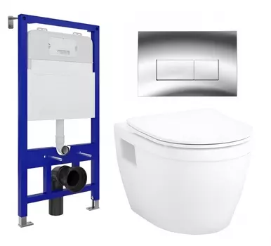 Комплект 3 в 1 инсталляция Enio Tecnico 52 EN8050052 + Унитаз подвесной Enio Bolo EN8350034 + кнопка хром