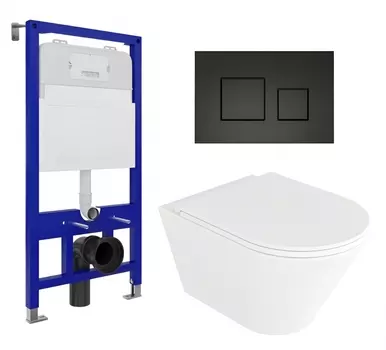 Комплект 3 в 1 инсталляция Enio Tecnico 52 EN8050052 + Унитаз подвесной Enio Cento EN4280110 + кнопка черная матовая