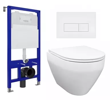 Комплект 3 в 1 инсталляция Enio Tecnico 52 EN8050052 + Унитаз подвесной Enio Cono EN2870522 + кнопка белая матовая