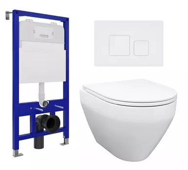 Комплект 3 в 1 инсталляция Enio Tecnico 52 EN8050052 + Унитаз подвесной Enio Cono EN2870522 + кнопка белая матовая