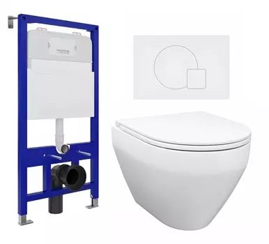 Комплект 3 в 1 инсталляция Enio Tecnico 52 EN8050052 + Унитаз подвесной Enio Cono EN2870522 + кнопка белая матовая