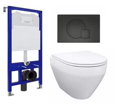 Комплект 3 в 1 инсталляция Enio Tecnico 52 EN8050052 + Унитаз подвесной Enio Cono EN2870522 + кнопка черная матовая