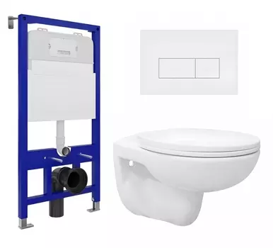 Комплект 3 в 1 инсталляция Enio Tecnico 52 EN8050052 + Унитаз подвесной Enio Ekos EN0170571 + кнопка белая матовая