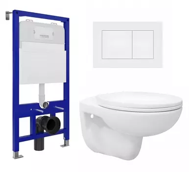 Комплект 3 в 1 инсталляция Enio Tecnico 52 EN8050052 + Унитаз подвесной Enio Ekos EN0170571 + кнопка белая матовая