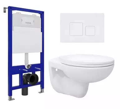 Комплект 3 в 1 инсталляция Enio Tecnico 52 EN8050052 + Унитаз подвесной Enio Ekos EN0170571 + кнопка белая матовая
