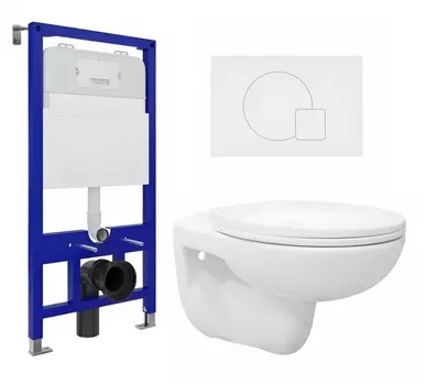 Комплект 3 в 1 инсталляция Enio Tecnico 52 EN8050052 + Унитаз подвесной Enio Ekos EN0170571 + кнопка белая матовая