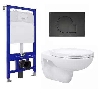 Комплект 3 в 1 инсталляция Enio Tecnico 52 EN8050052 + Унитаз подвесной Enio Ekos EN0170571 + кнопка черная матовая