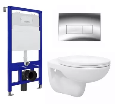 Комплект 3 в 1 инсталляция Enio Tecnico 52 EN8050052 + Унитаз подвесной Enio Ekos EN0170571 + кнопка хром
