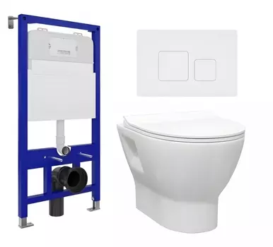 Комплект 3 в 1 инсталляция Enio Tecnico 52 EN8050052 + Унитаз подвесной Enio Nativo EN1270551 + кнопка белая матовая