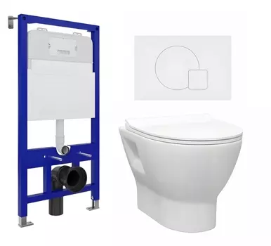Комплект 3 в 1 инсталляция Enio Tecnico 52 EN8050052 + Унитаз подвесной Enio Nativo EN1270551 + кнопка белая матовая