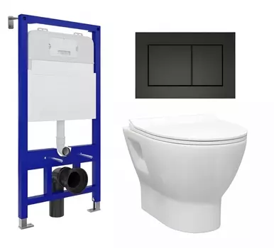 Комплект 3 в 1 инсталляция Enio Tecnico 52 EN8050052 + Унитаз подвесной Enio Nativo EN1270551 + кнопка черная матовая