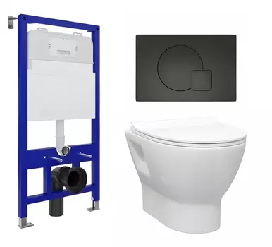 Комплект 3 в 1 инсталляция Enio Tecnico 52 EN8050052 + Унитаз подвесной Enio Nativo EN1270551 + кнопка черная матовая