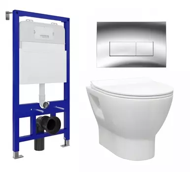 Комплект 3 в 1 инсталляция Enio Tecnico 52 EN8050052 + Унитаз подвесной Enio Nativo EN1270551 + кнопка хром