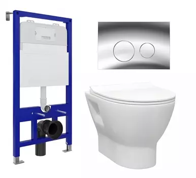 Комплект 3 в 1 инсталляция Enio Tecnico 52 EN8050052 + Унитаз подвесной Enio Nativo EN1270551 + кнопка хром